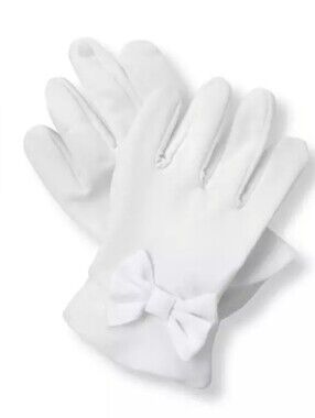 Janie & Jack "Garden Brunch" white satin bow gloves